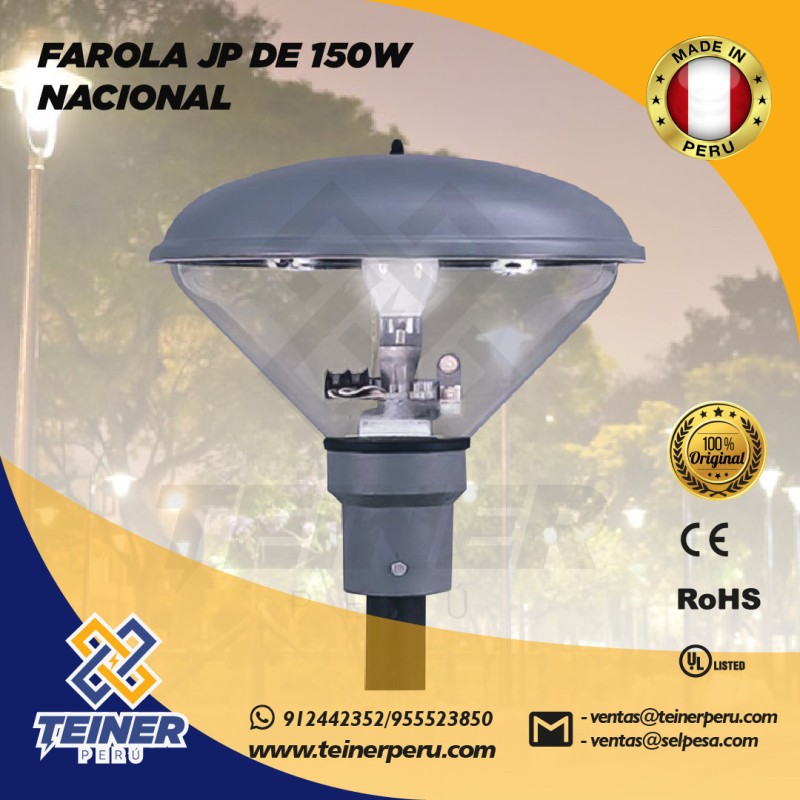 FAROLA MODELO JP250 DE 150W VAPOR DE SODIO ALTA PRESIÓN TEINER